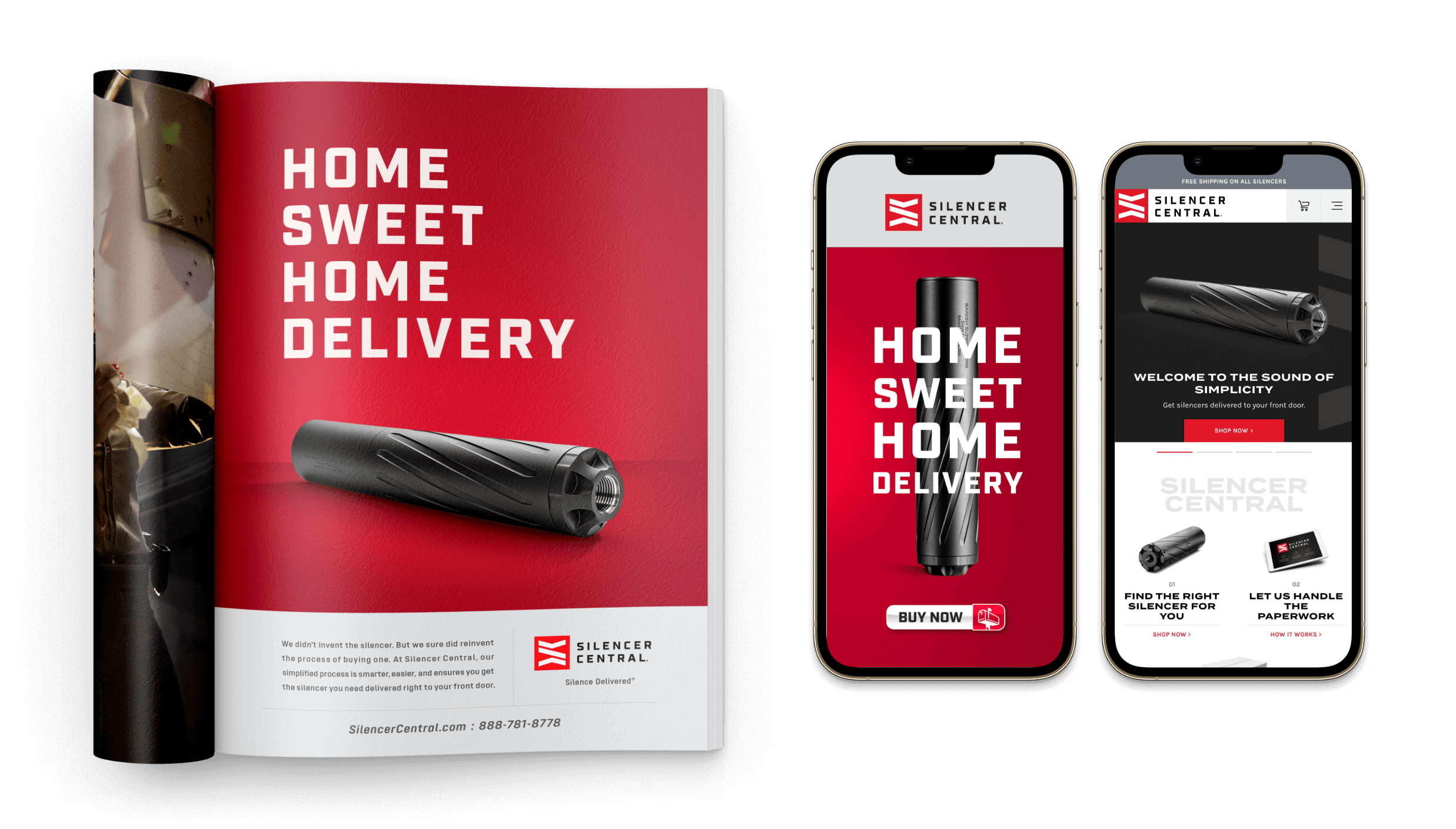 Silencer Central print and digital ads
